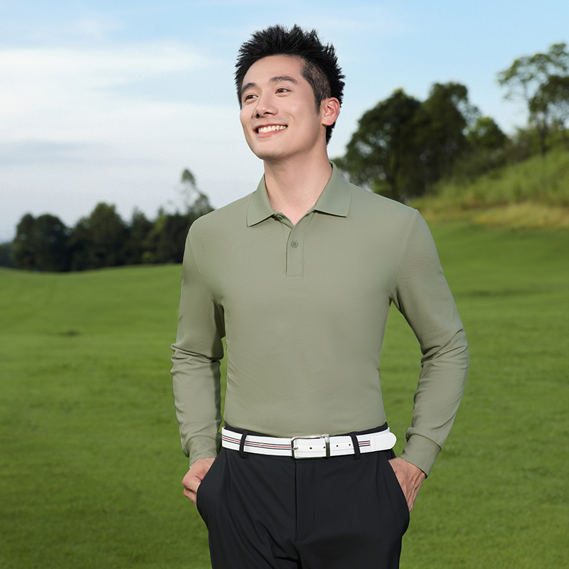 HT042-037高端品质二粒扣翻领POLO长袖